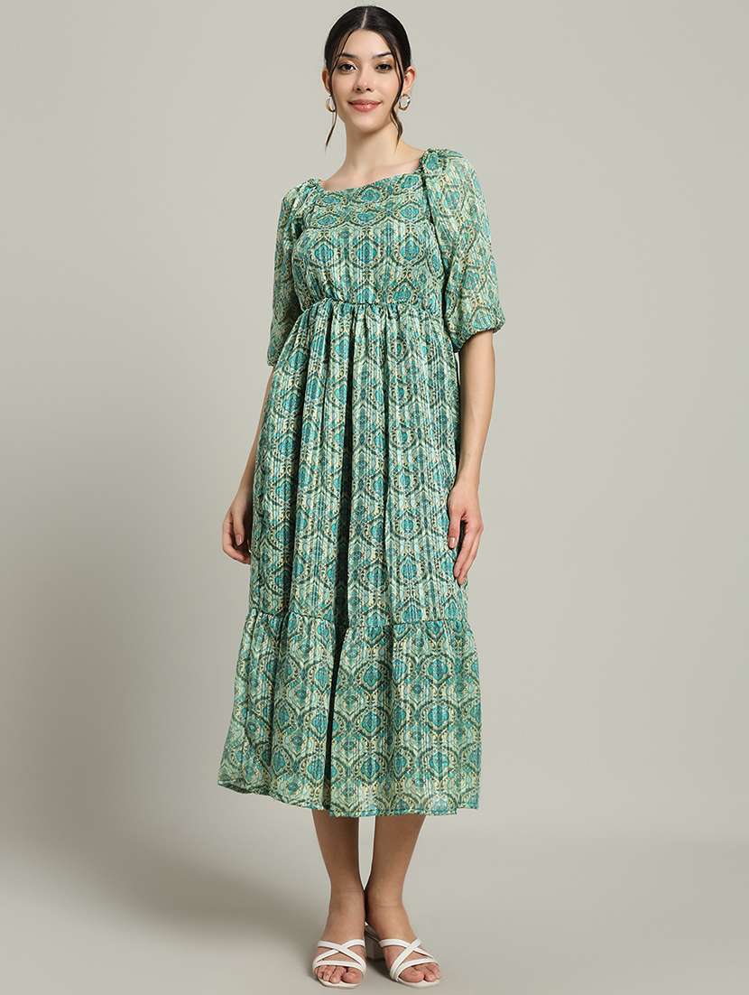 women printed puff sleeve tiered dress - 22227074 -  Standard Image - 1