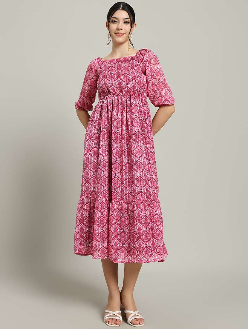women printed puff sleeve tiered dress - 22227075 -  Standard Image - 1