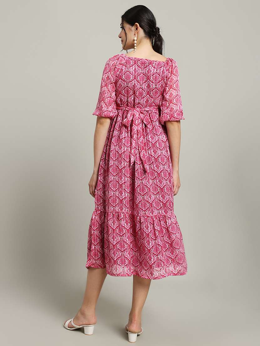 women printed puff sleeve tiered dress - 22227075 -  Standard Image - 4