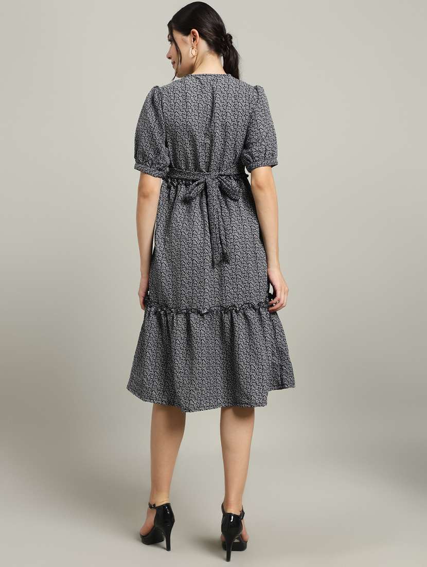 women printed puff sleeve tiered dress - 22227078 -  Standard Image - 4