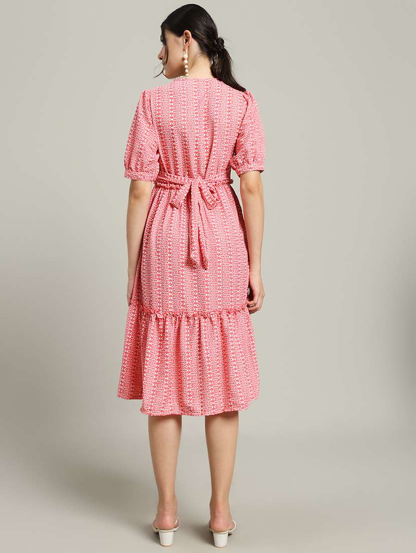 women printed puff sleeve tiered dress - 22227079 -  Standard Image - 4