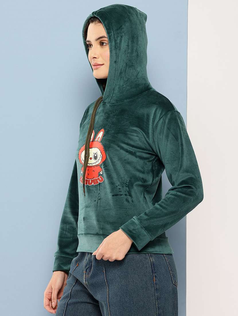 women printed long sleeve hooded sweatshirt - 22227124 -  Standard Image - 1