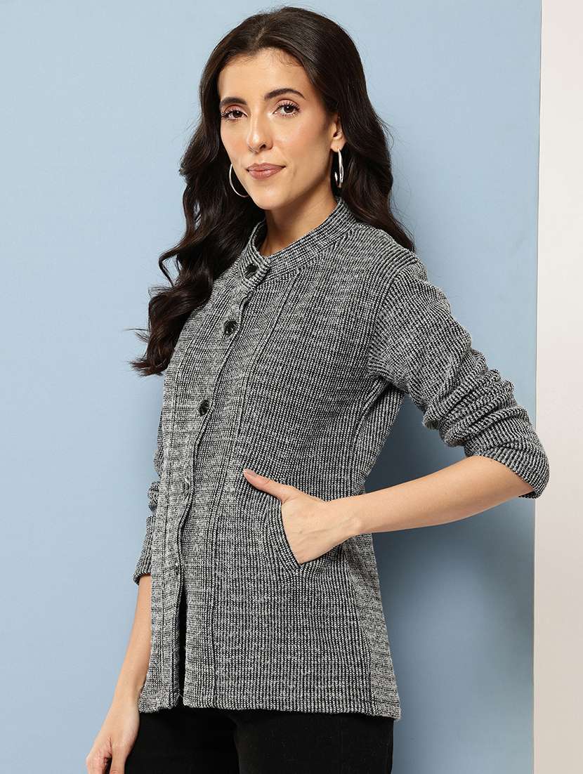 women self design long sleeve cardigan - 22227146 -  Standard Image - 1