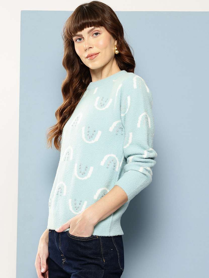 women self design long sleeve pullover - 22227153 -  Standard Image - 1