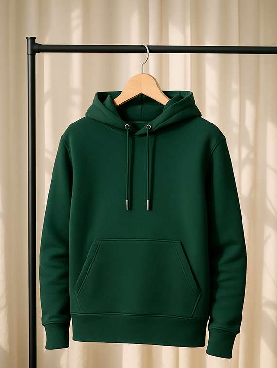 bottle green fleece plain sweatshirt - 22227206 -  Standard Image - 4