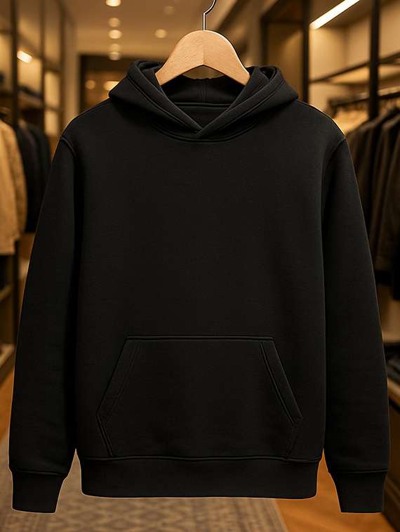 black fleece plain sweatshirt - 22227208 -  Standard Image - 4