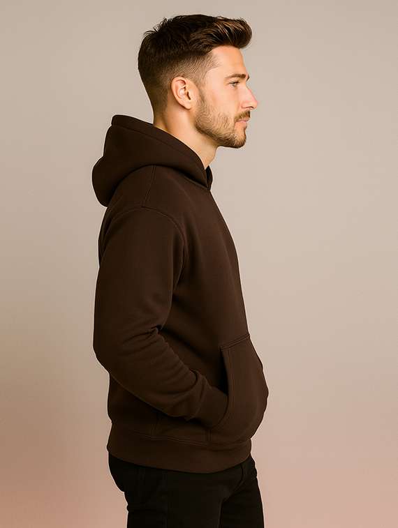 brown fleece plain sweatshirt - 22227209 -  Standard Image - 1