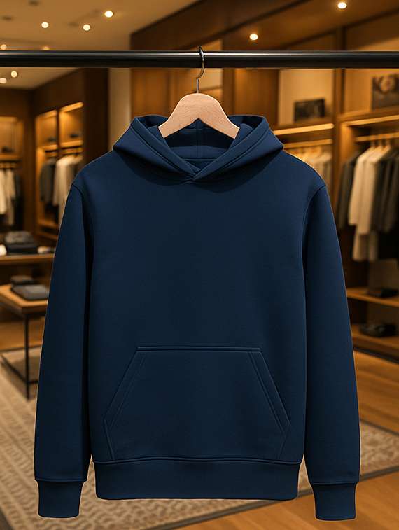 navy blue fleece plain sweatshirt - 22227213 -  Standard Image - 4