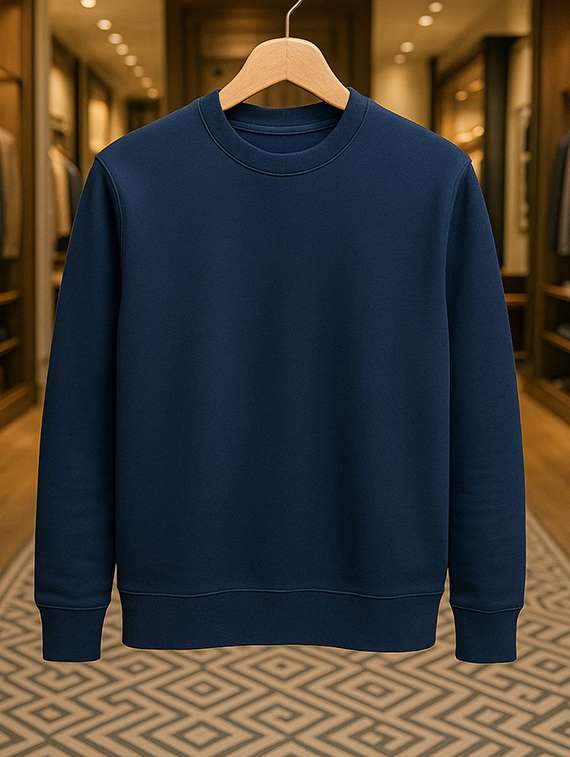 navy blue fleece plain sweatshirt - 22227218 -  Standard Image - 4