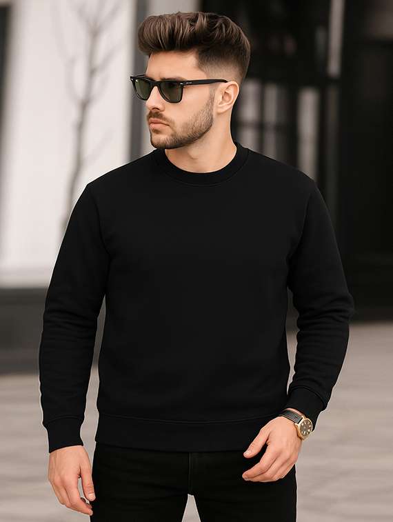 men solid long sleeve regular fit sweatshirt