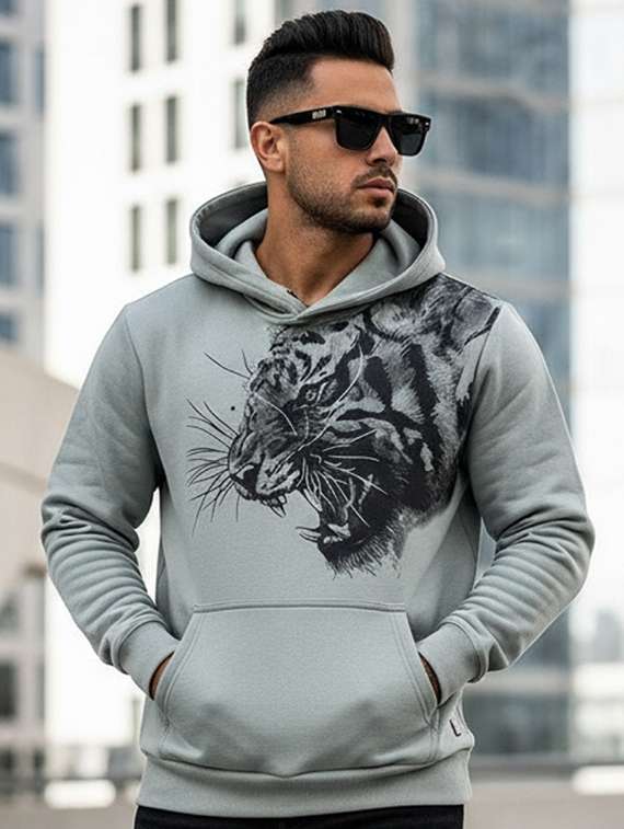 men placement print long sleeve regular fit sweatshirt