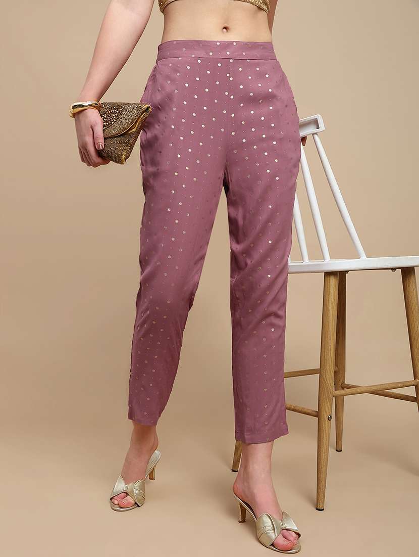 women self designed mid rise tapered pant - 22227368 -  Standard Image - 1