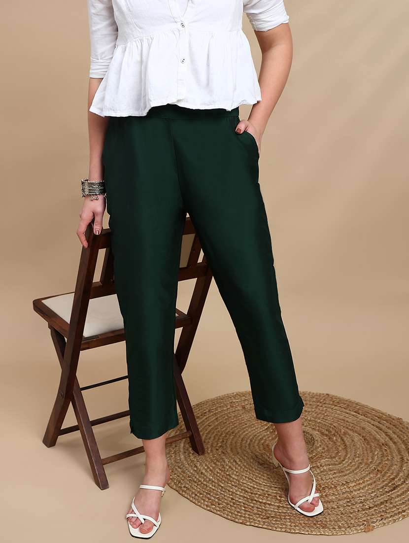 women solid mid rise tapered pant - 22227370 -  Standard Image - 1