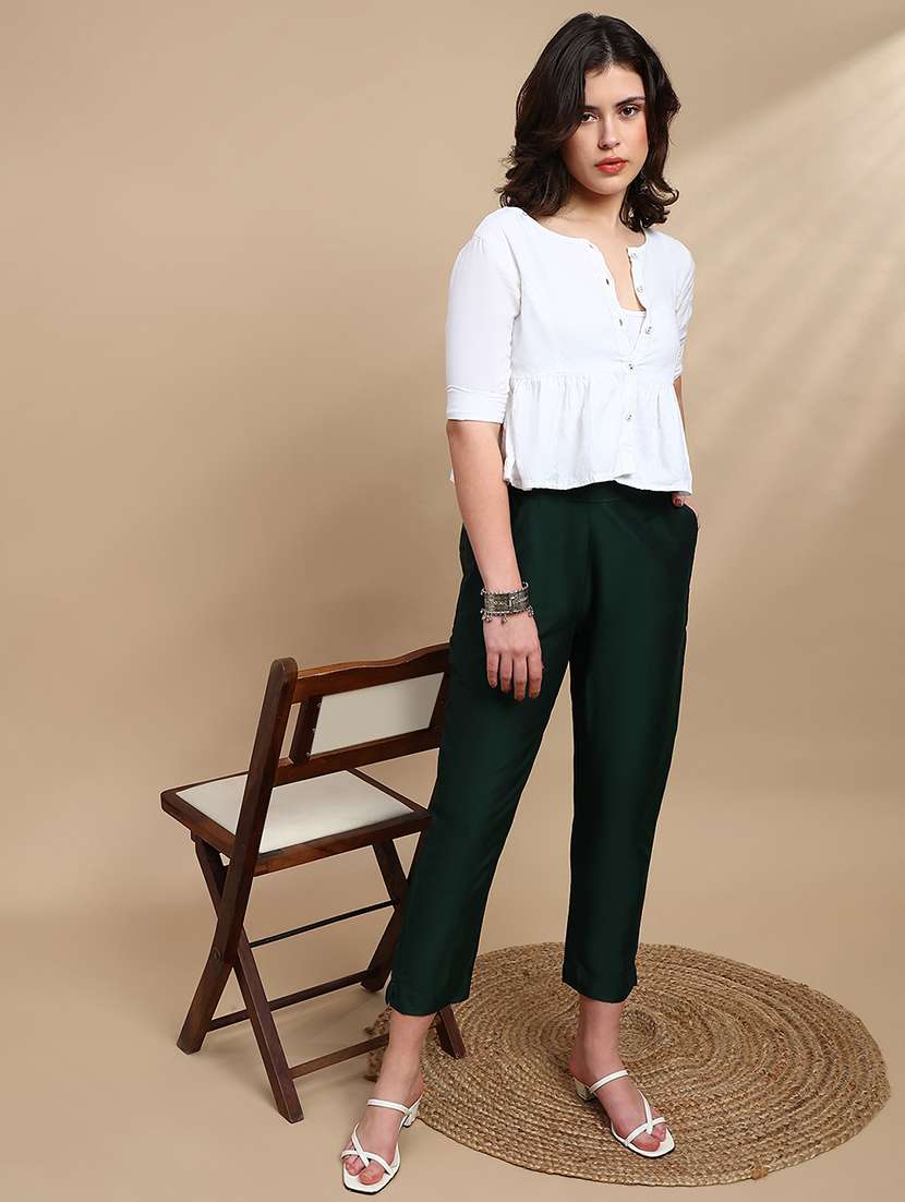 women solid mid rise tapered pant - 22227370 -  Standard Image - 4