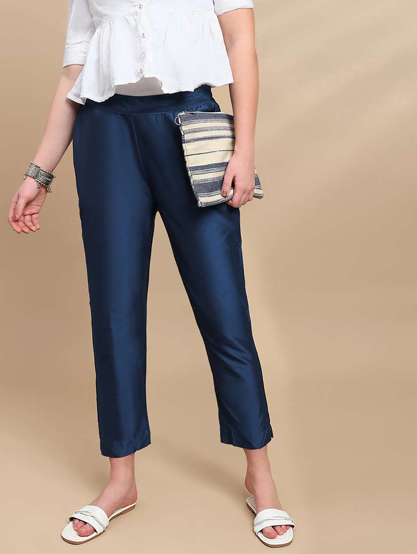 women solid mid rise tapered pant - 22227371 -  Standard Image - 1