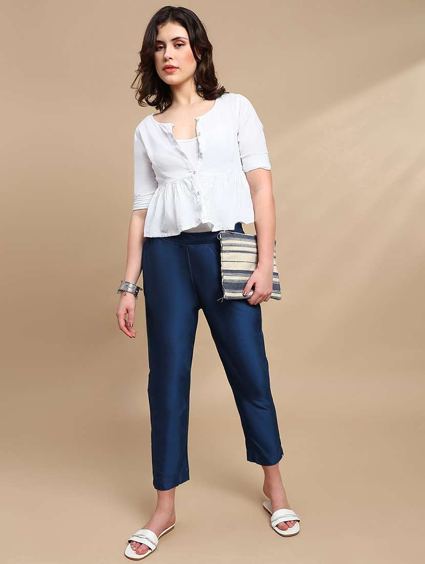 women solid mid rise tapered pant - 22227371 -  Standard Image - 4