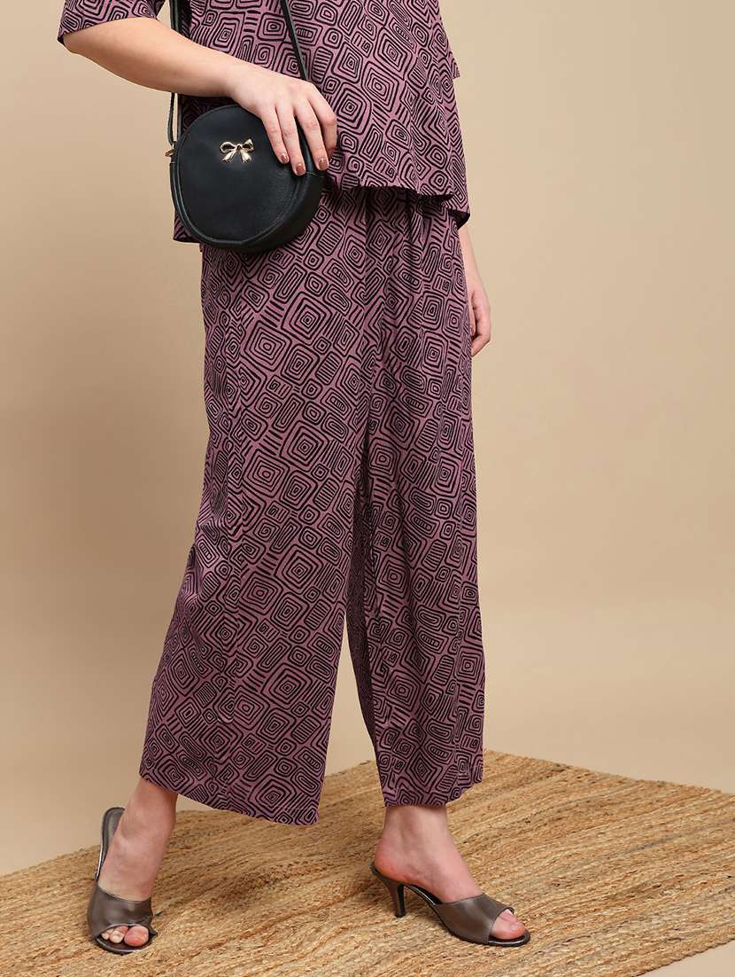 women printed mid rise straight palazzo - 22227376 -  Standard Image - 1