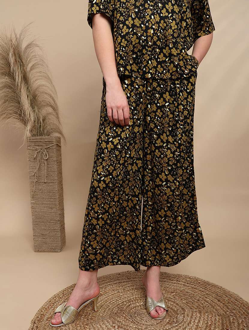 women printed mid rise flared palazzo - 22227380 -  Standard Image - 1