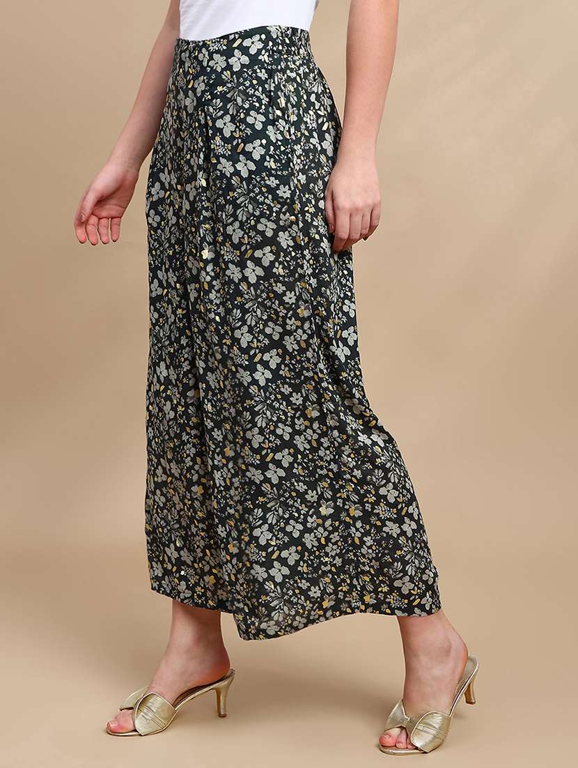 women printed mid rise flared palazzo - 22227381 -  Standard Image - 1