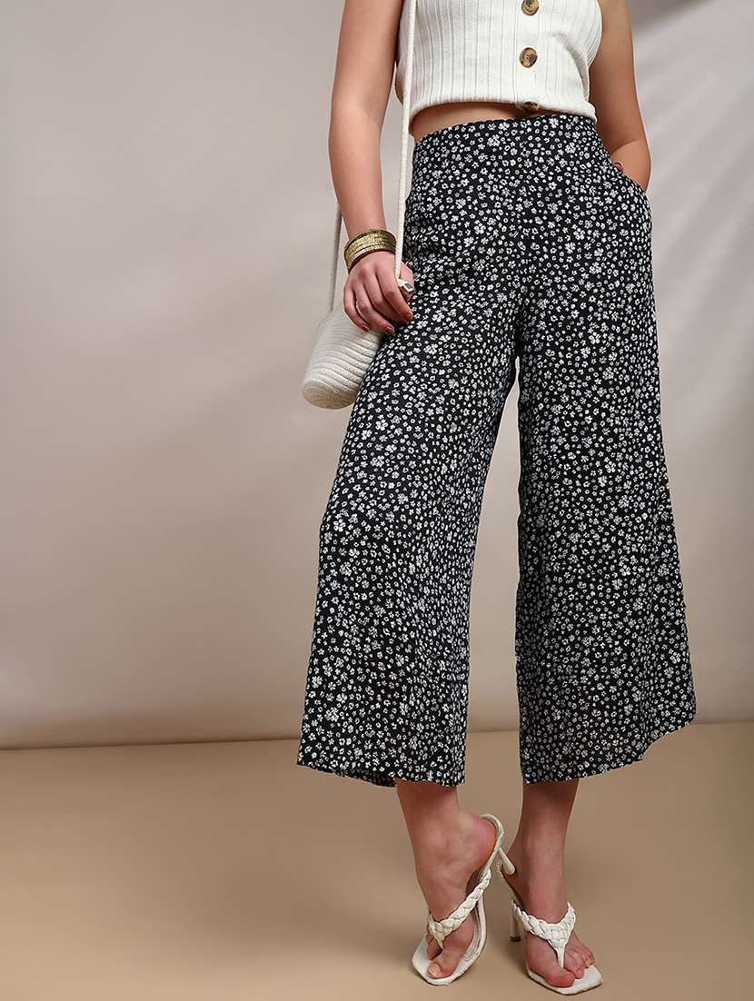 women printed high rise flared palazzo - 22227383 -  Standard Image - 1