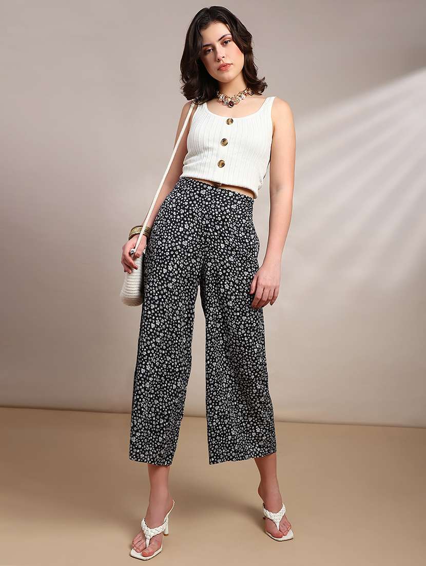 women printed high rise flared palazzo - 22227383 -  Standard Image - 4