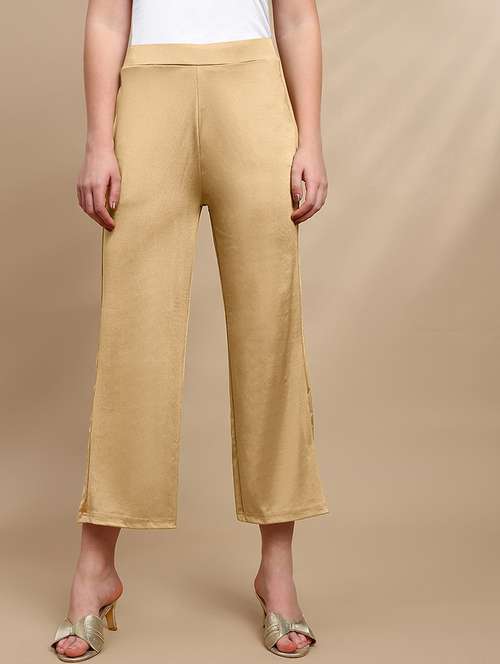 women solid mid rise straight palazzo - 22227384 -  Standard Image - 0