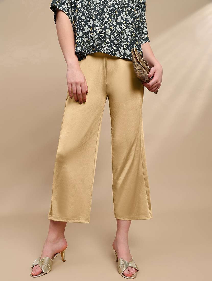 women solid mid rise straight palazzo - 22227384 -  Standard Image - 1