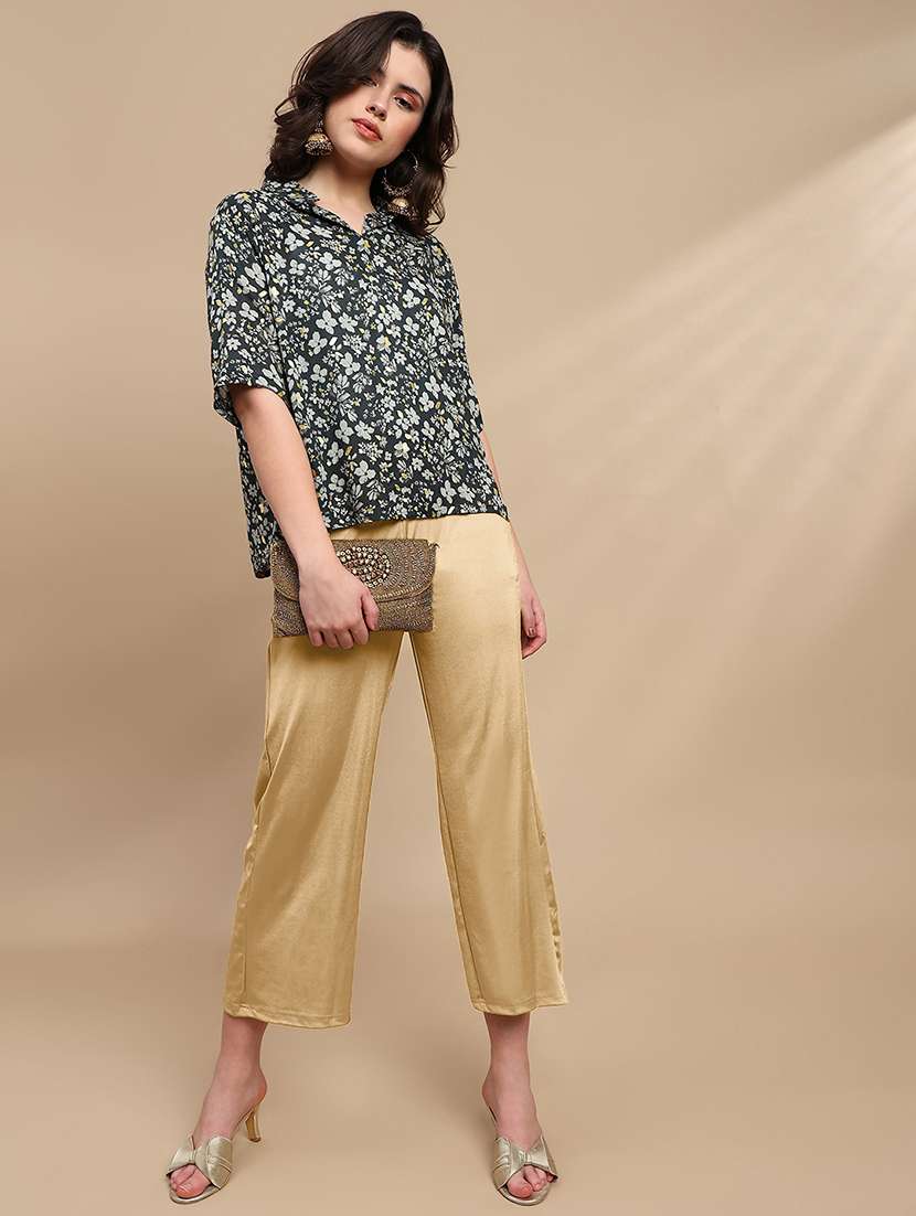 women solid mid rise straight palazzo - 22227384 -  Standard Image - 4
