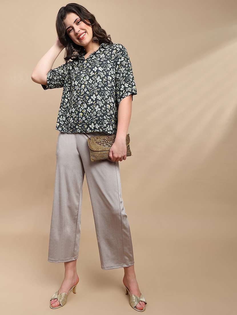 women solid mid rise straight trouser - 22227386 -  Standard Image - 4