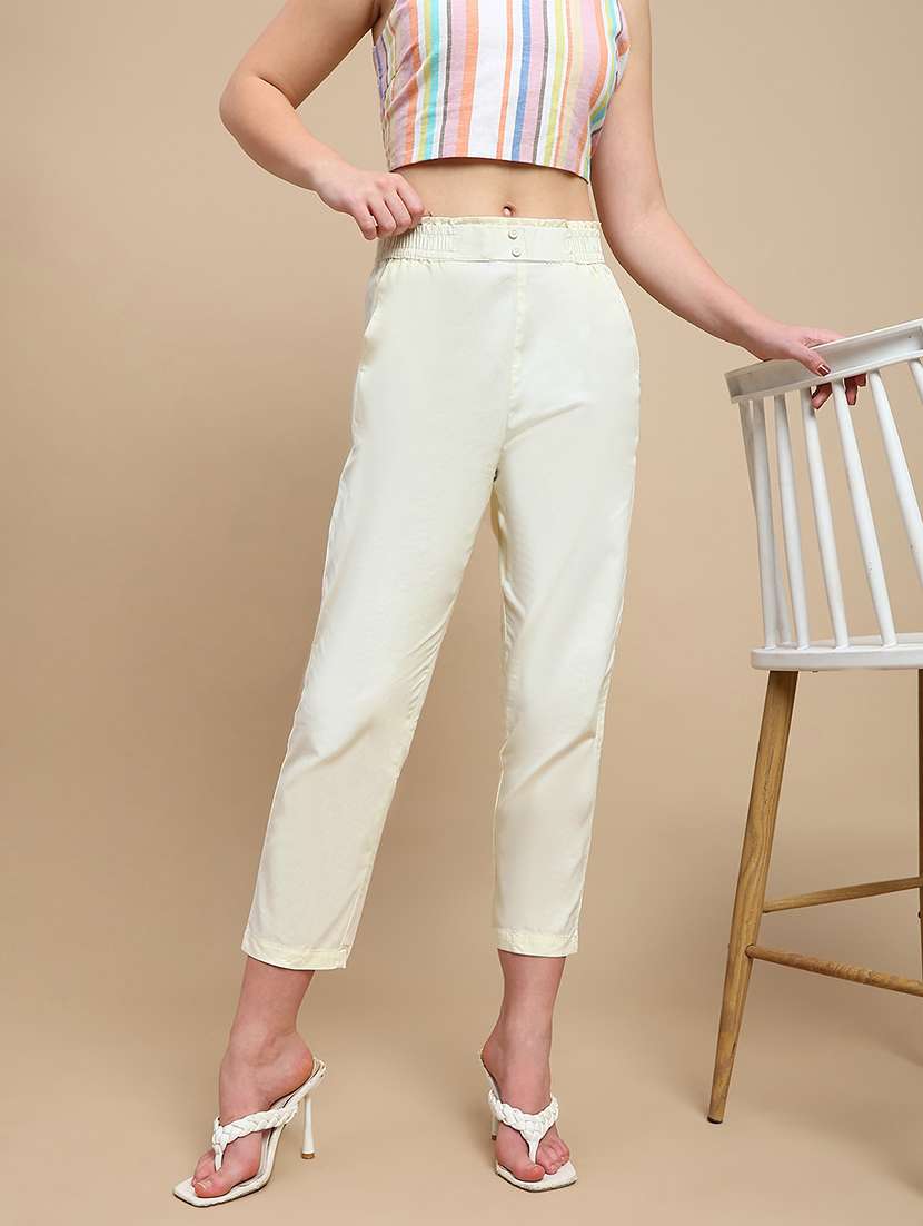 women solid mid rise straight fit trouser - 22227388 -  Standard Image - 1