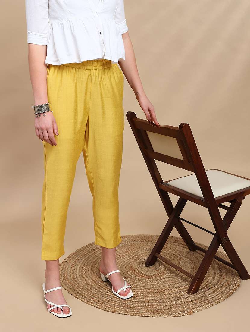 women solid mid rise tapered pant - 22227389 -  Standard Image - 1