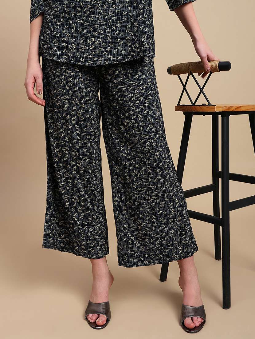 women printed mid rise flared palazzo - 22227390 -  Standard Image - 1