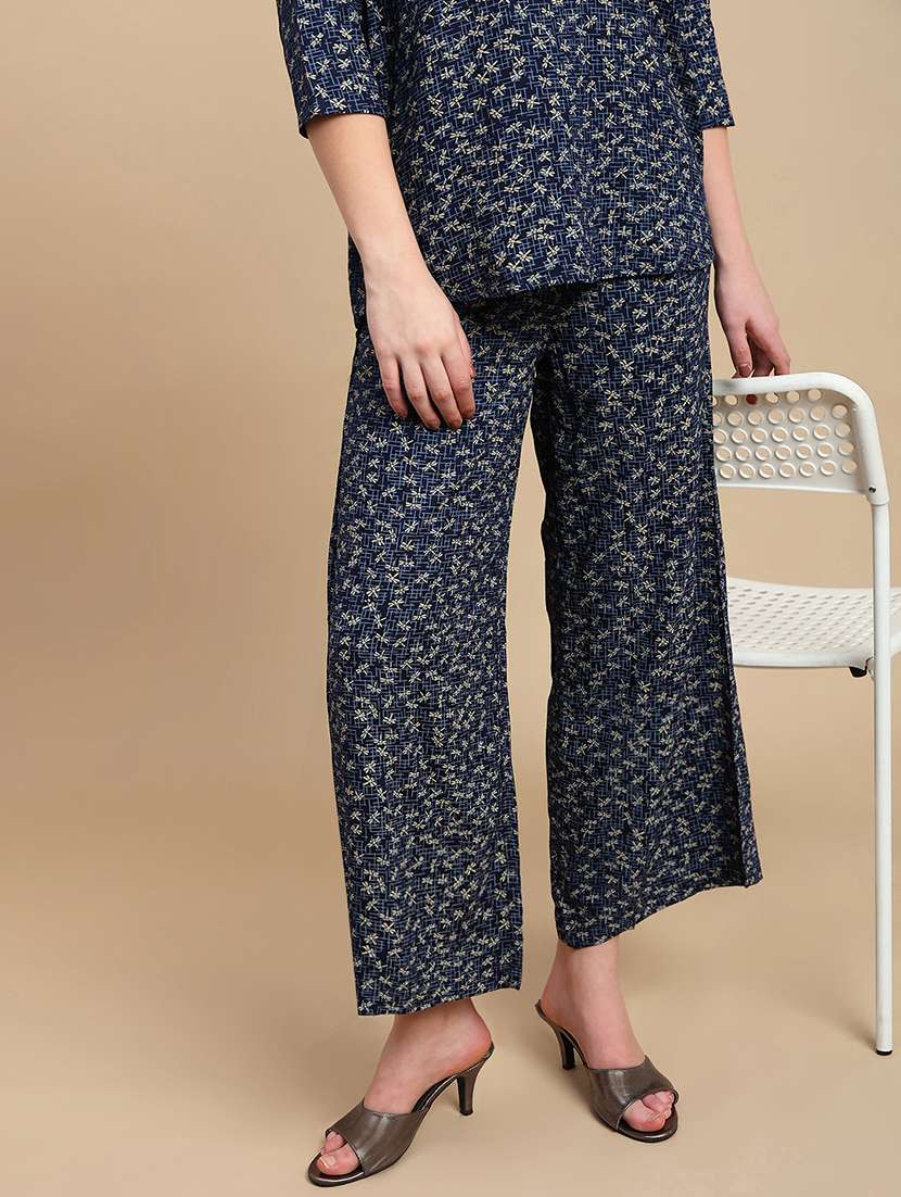 women printed mid rise flared palazzo - 22227391 -  Standard Image - 1