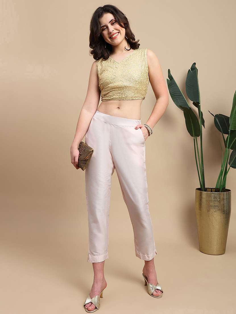 women solid mid rise tapered pant - 22227399 -  Standard Image - 4