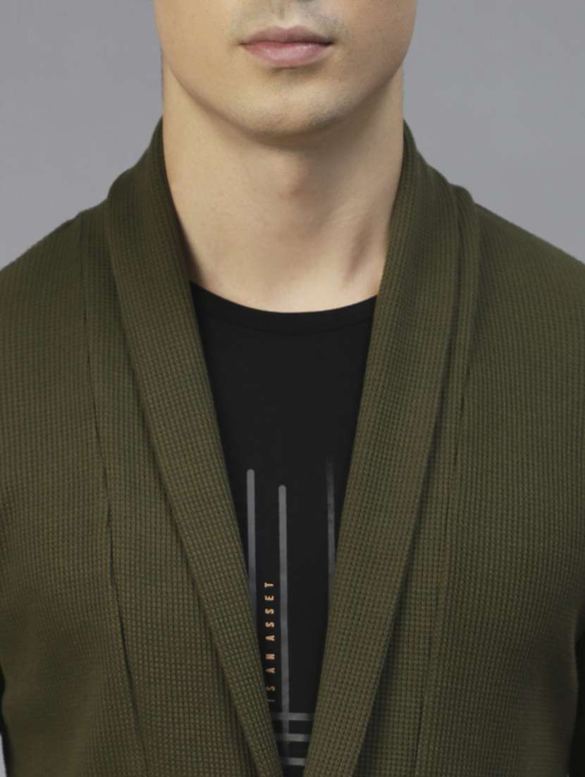 men self design long sleeve regular fit cardigan - 22227438 -  Standard Image - 4
