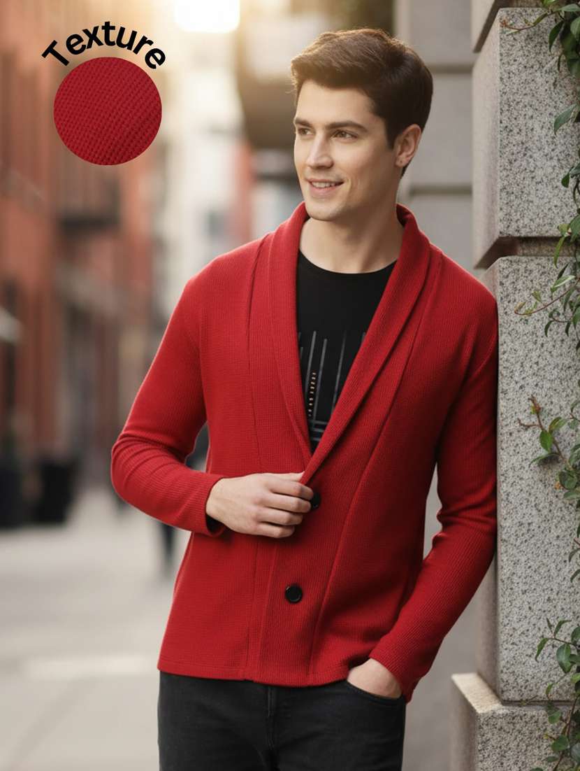 men self design long sleeve regular fit cardigan