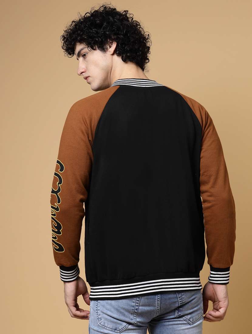 men color block henley neck varsity jacket - 22227444 -  Standard Image - 1