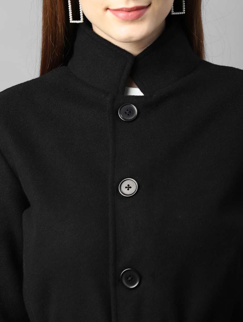 women solid long sleeve trench coat - 22227448 -  Standard Image - 4