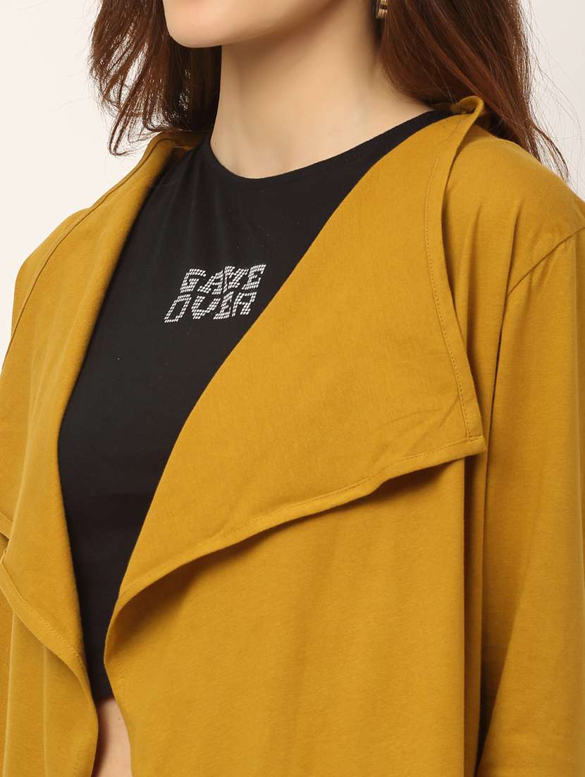 women solid long sleeve asymmetric shrug - 22227457 -  Standard Image - 4