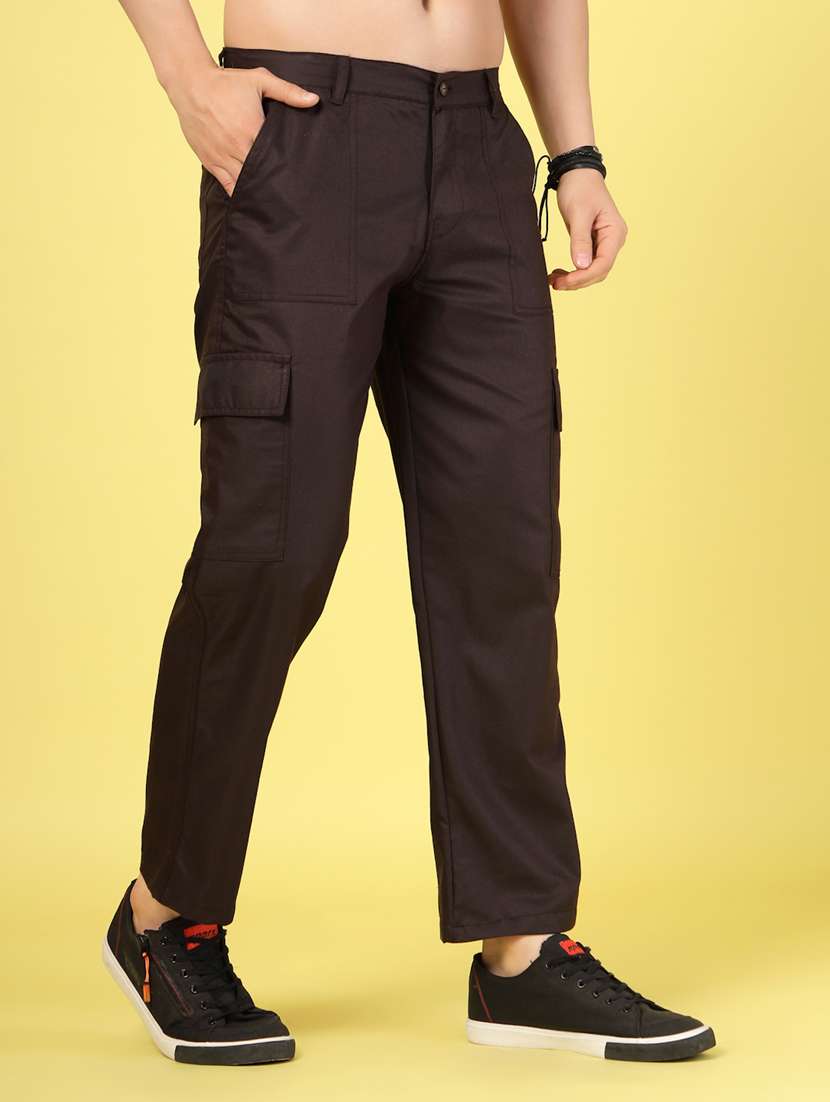 men solid mid rise regular fit cargo - 22227470 -  Standard Image - 1