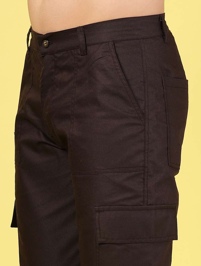 men solid mid rise regular fit cargo - 22227470 -  Standard Image - 4