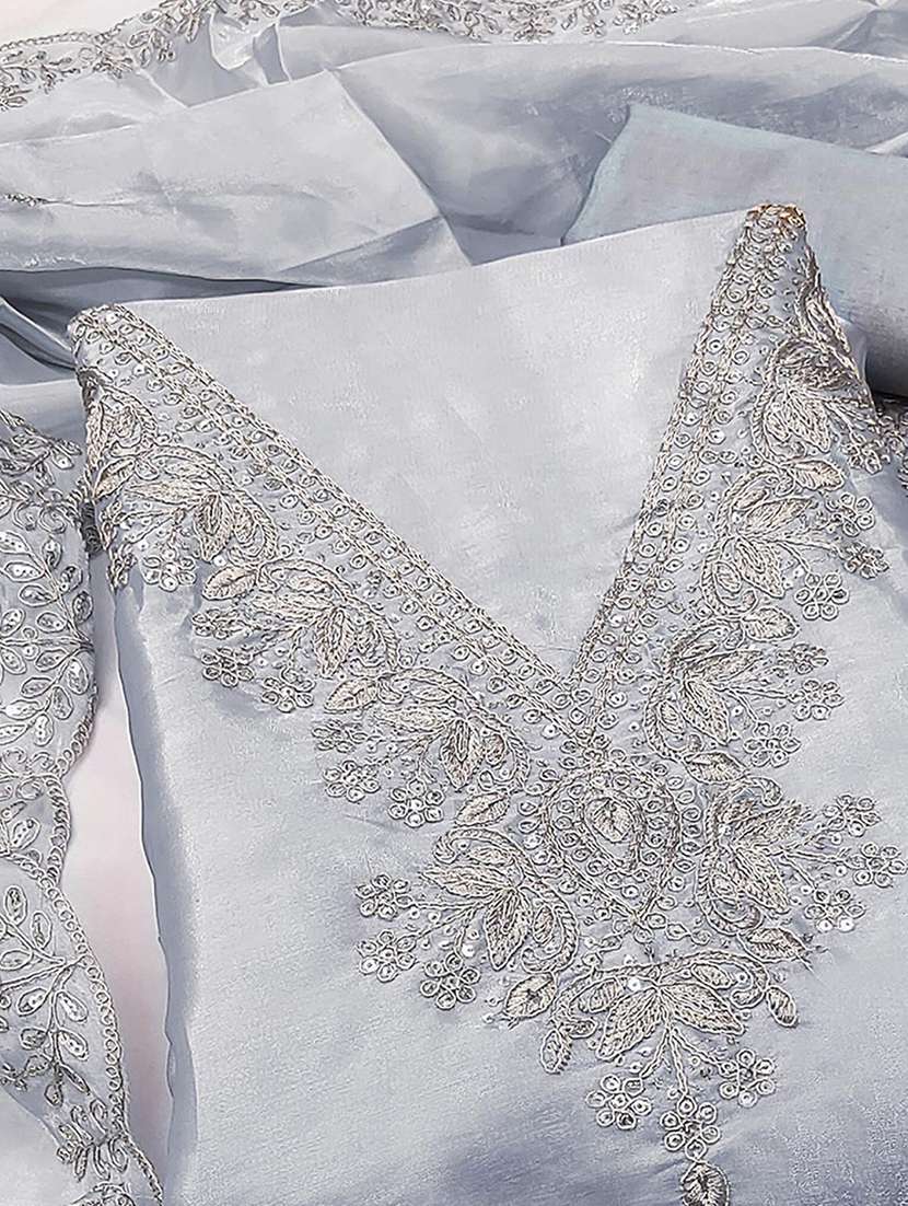 women solid with work embroidered unstitched suit set - 22227485 -  Standard Image - 1