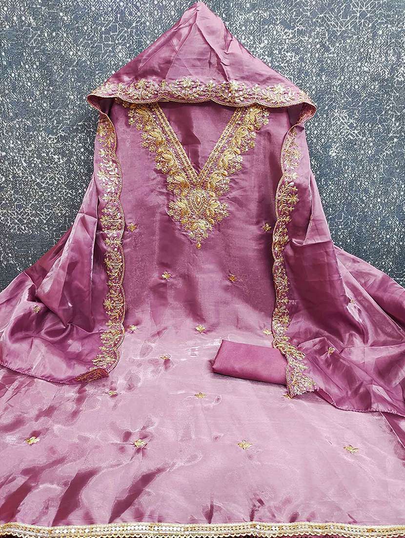 women solid with work embroidered unstitched suit set - 22227487 -  Standard Image - 1