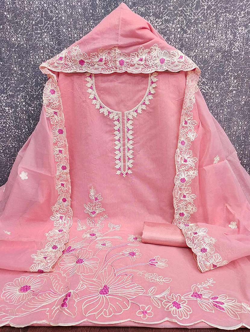 women solid with work embroidered unstitched suit set - 22227489 -  Standard Image - 1