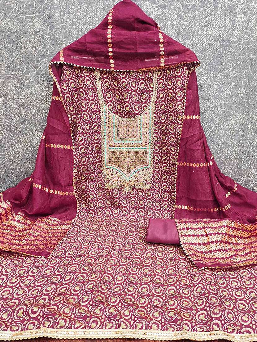 women printed embroidered unstitched suit set - 22227548 -  Standard Image - 1