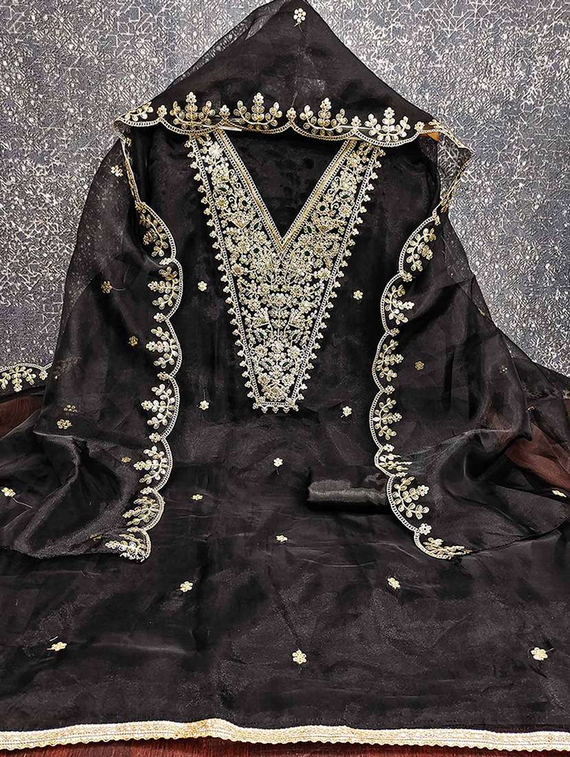 women solid with work embroidered unstitched suit set - 22227550 -  Standard Image - 1