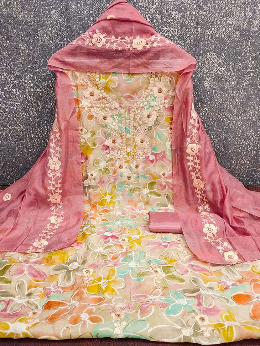 women floral embroidered unstitched suit set - 22227558 -  Standard Image - 1