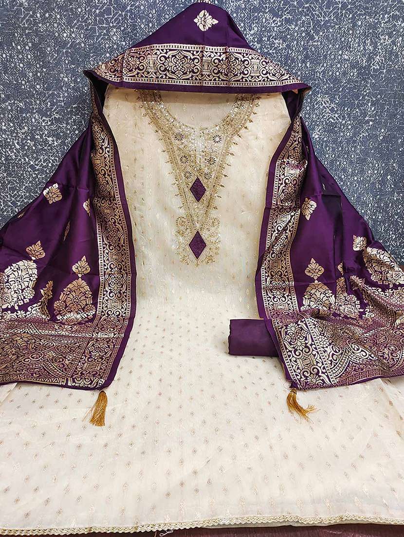 women self design embroidered unstitched suit set - 22227568 -  Standard Image - 1