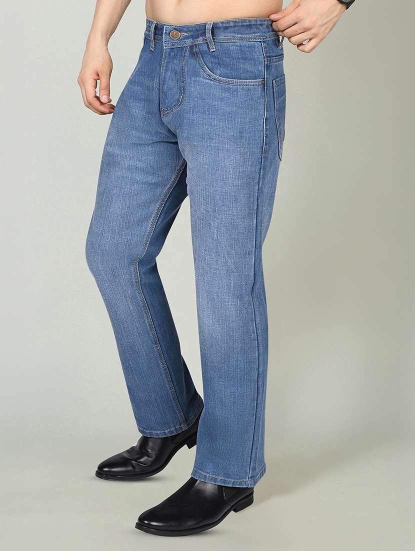 men plain mid rise full length bootcut jeans - 22227584 -  Standard Image - 1