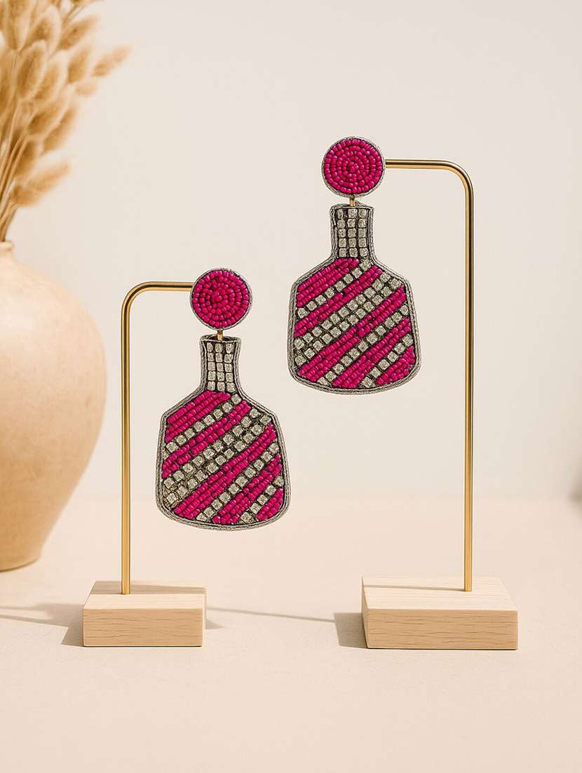  pink bottle shaped beaded earrings - 22227595 -  Standard Image - 1